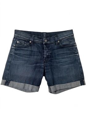 7 For All Mankind Cuffed Denim Shorts – Dark Wash, Size 27